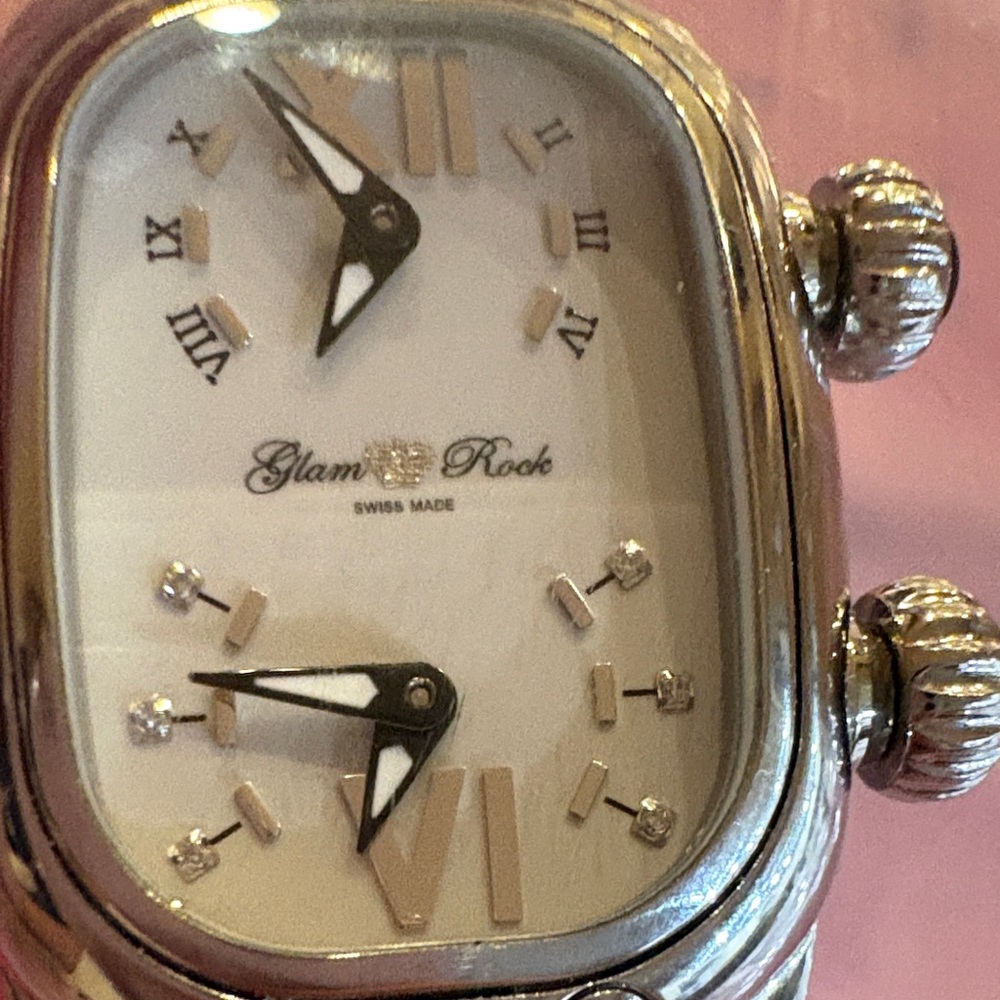 Women's Silver-Tone Dual Time Watch - White Dial. Brand new batteries.